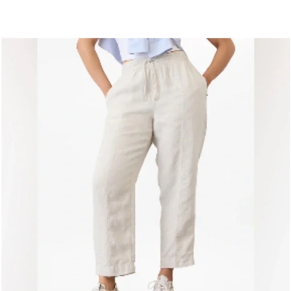 NWT Athleta Retreat High Rise Linen Ankle Pant, Undyed (natural or cream) Medium - Picture 5 of 7